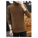 Simple Plain Leisure Turtleneck Long Sleeve Pullover Sweater