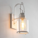 Industrial Wall Light in Nautical Style with Bottle Shade in White Finish