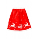 New Fashion Deer Star Print Elastic Waist A-Line Midi Skirt