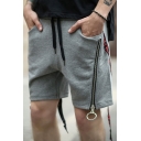 New Drawstring Waist Zippers Side Runner Shorts with Double Pockets