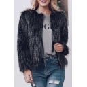 Fashion Warm Long Sleeve Open Front Faux Fur Coat