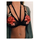New Stylish Halter Embroidery Floral Pattern Strap Sexy Lace Bralet