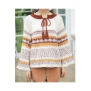 Chic Tribal Pattern Round Neck Long Sleeve Loose Pullover Sweater