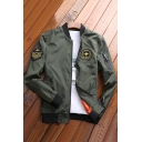 New Stylish Print Long Sleeve Stand-Up Collar Bomber Jacket