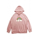 Cartoon Rainbow Embroidered Long Sleeve Hoodie