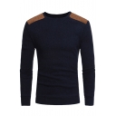 Men's Fashion Round Neck Long Sleeves Color Block Pullover Sweater