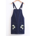 New Fashion Floral Embroidered Overall Mini Dress