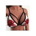 Chic Stray Front Embroidery Floral Pattern Sexy Cami Bralet