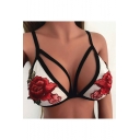 New Stylish Embroidery Floral Pattern Strap Bralet