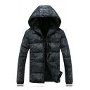 Winter's Fashion Camouflaged Pattern Long Sleeves Zippered Hooded Quilted Coat with Pockets