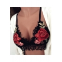 Fashion Embroidery Floral Pattern Sexy Cami Bralet