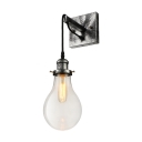 Industrial Wall Sconce with Teardrop Shape Glass Shade