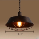 Industrial Barn Pendant Light in Retro Style with 18.11''W Metal Cage, Rust