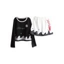 New Fashion Color Block Letter Print Sports Co-ords