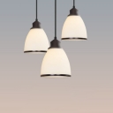 Industrial Pendant Light with Dome Glass Shade, White