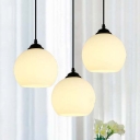 Industrial Pendant Light with Globe Glass Shade, White