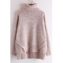 New Leisure Plain Turtleneck Long Sleeve Pullover Sweater