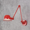 Industrial Wall Sconce with Adjustable Fixture Arm in Red/Green/Chrome Finish