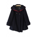 New Stylish Two Button Long Sleeve Hooded Coat