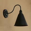 Industrial Wall Sconce with 7.09''W Cone Metal Shade in Black/White Finish