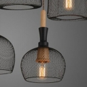 Industrial Pendant Light Wooden with 12