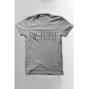 Simple Letter Print Round Neck Short Sleeve Tee