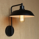 Industrial Wall Sconce with 10.24''W Warehouse Metal Shade in Black Finish