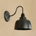 Industrial Wall Sconce with 8.27''W Metal Shade and Gooseneck Fixture Arm, Black