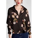 Floral V-Neck Long Sleeve Buttons Down Shirt