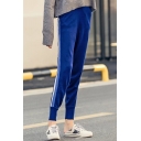 New Stylish Striped Side Elastic Waist  Knitted Pants