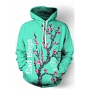 Stylish Long Sleeve Letter Floral Print Drawstring Hoodie