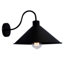 Industrial Wall Sconce with 10.24''W Cone Metal Shade and Gooseneck Fixture Arm, Black