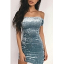 Sexy Off the Shoulder Short Sleeves Slim-fit Bodycon Mini Dress