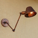 Industrial Adjustable Wall Sconce with Drum Shape Metal Shade, Rust