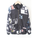 Fashion Letter Print Long Sleeve Stand-Up Collar Baseball Jacket for Couple