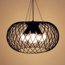 Industrial 18''W Chandelier with Oval Metal Cage, 3 Light
