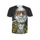 Cool Portrait Pattern Round Neck Short Sleeves Casual Tee