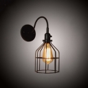 Industrial Wall Sconce with 5.51''W Metal Cage Frame in Barn Style