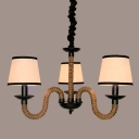 Industrial Vintage 3 Light Chandelier with Gooseneck Fixture Arm in Rope Style