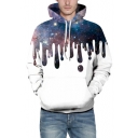 Trendy Flowing Galaxy Color Block Long Sleeves Pullover Hoodie with Pocket