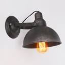 Industrial Wall Light with 8.27''W Bowl Shade in Black Finish