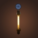 Industrial Wall Sconce with Pressure Gauge in Pipe Style