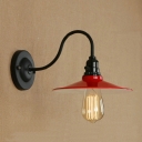 Industrial Wall Sconce with 8.66''W Metal Shade in Red Finish