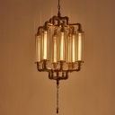 Industrial 21.7''W Chandelier with Metal Cage in Pipe Style, 8 Light