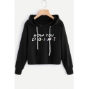 Hot Fashion Letter Dotted Pattern Long Sleeves Pullover Cropped Hoodie