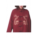 Traditional Chinese Suit Single-Breasted Stand-up Collar Long Sleeves Dragon Embroidered Jacket
