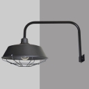 Industrial Wall Light with 15.75''L Fixture Arm and Metal Cage, Black
