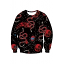 New Collection 3D Galaxy Snake Print Long Sleeve Round Neck Pullover Sweatshirt