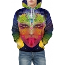 Fashion 3D Character Print Long Sleeve Pocket Hoodie for Couple