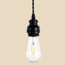 Industrial Retro Pendant Light in Open Bulb Style, Rust/Black